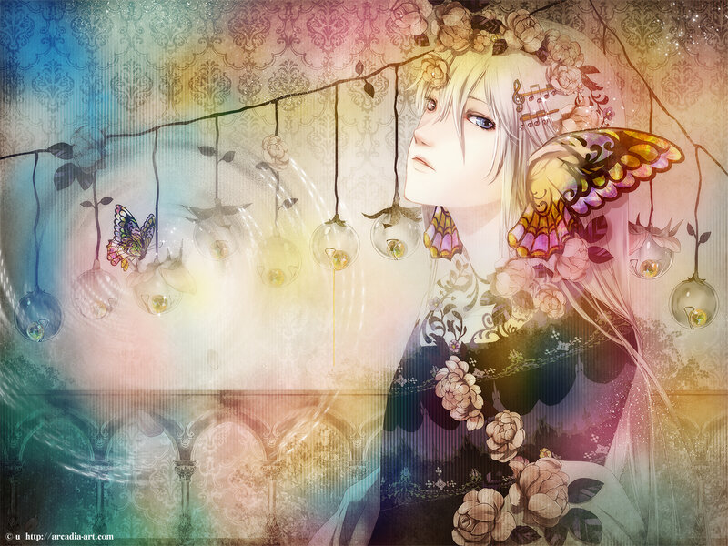 Anime Character with Flowers — Pink, Dreamy