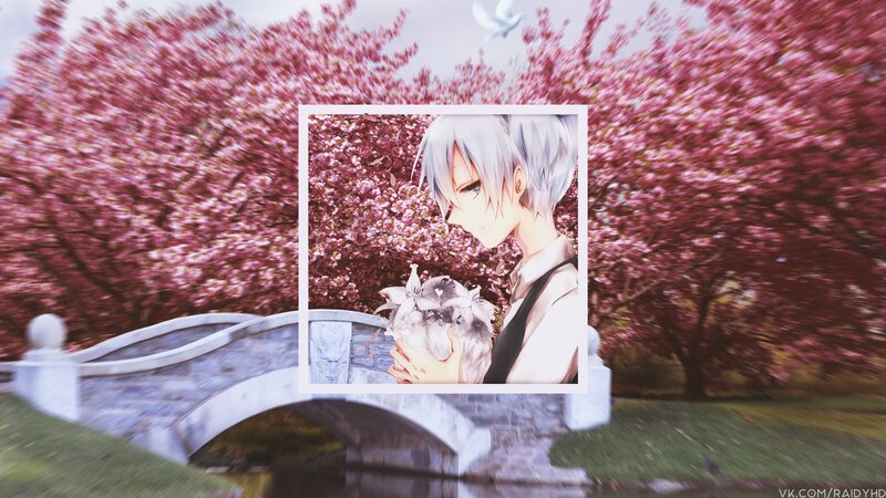 Anime Character with Flowers — Pink, Serene, Spring