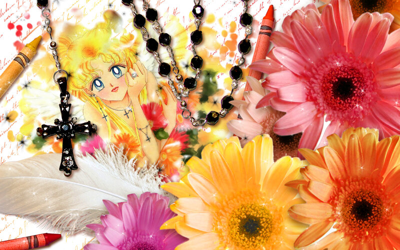 Anime Character with Flowers — Pink