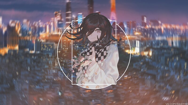 Anime Character with Flowers — Purple, Calm