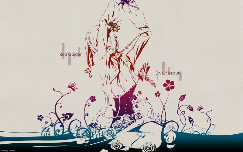 Anime Character with Flowers — Purple, Dramatic, Digital Art