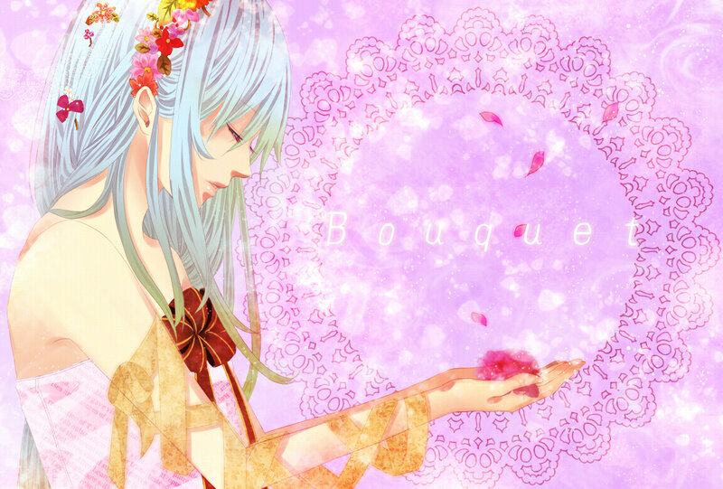 Anime Character with Flowers — Purple, Dreamy