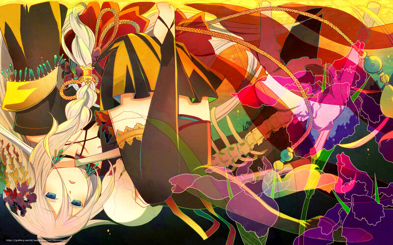 Anime Character with Flowers — Yellow, Dramatic, Night