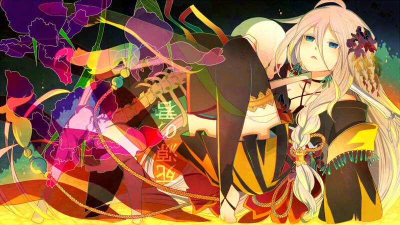 Anime Character with Flowers — Yellow, Dramatic