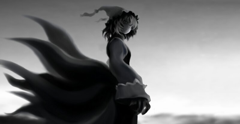 Anime Character with Flowing Cloak — Black