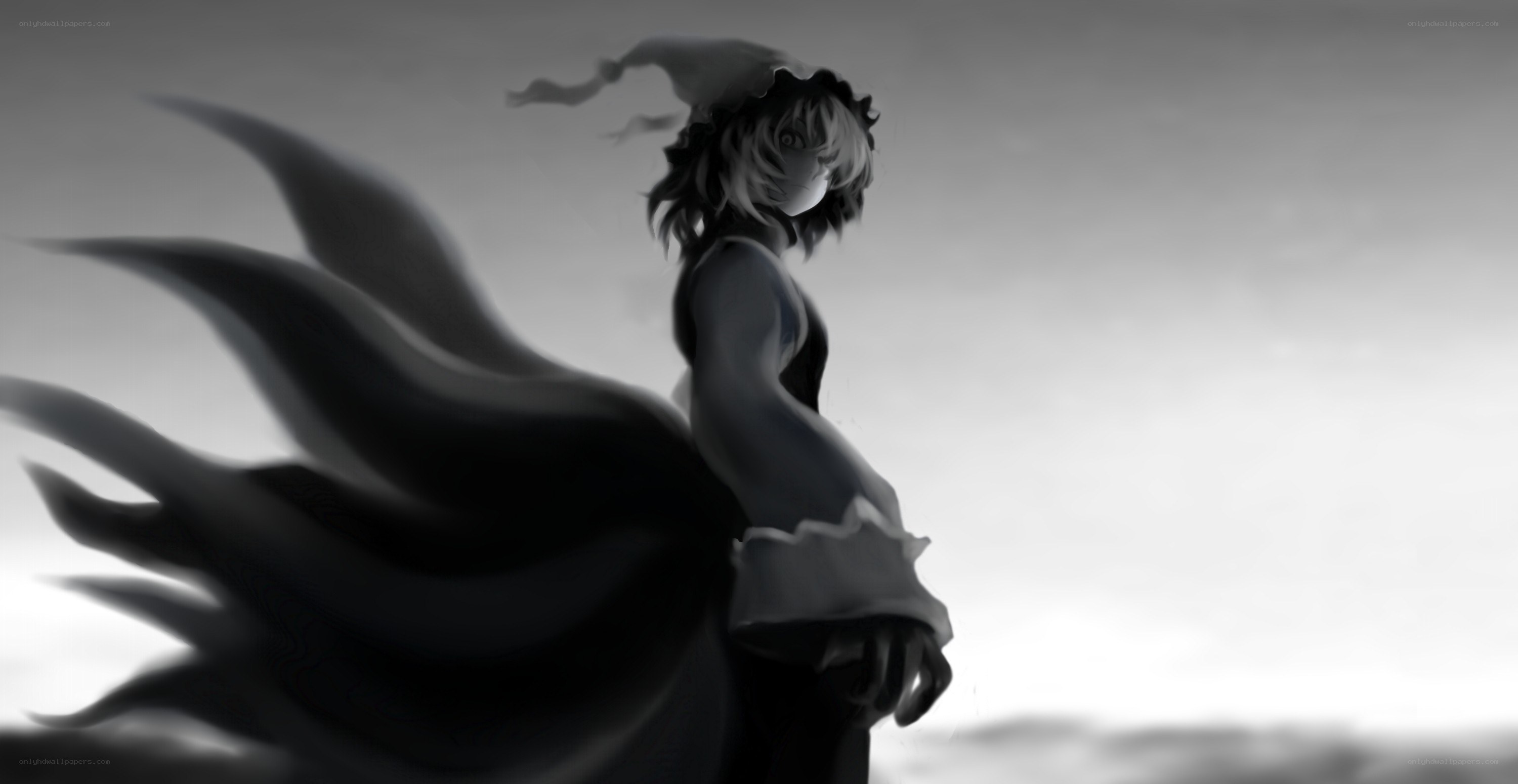 anime character with flowing cloak