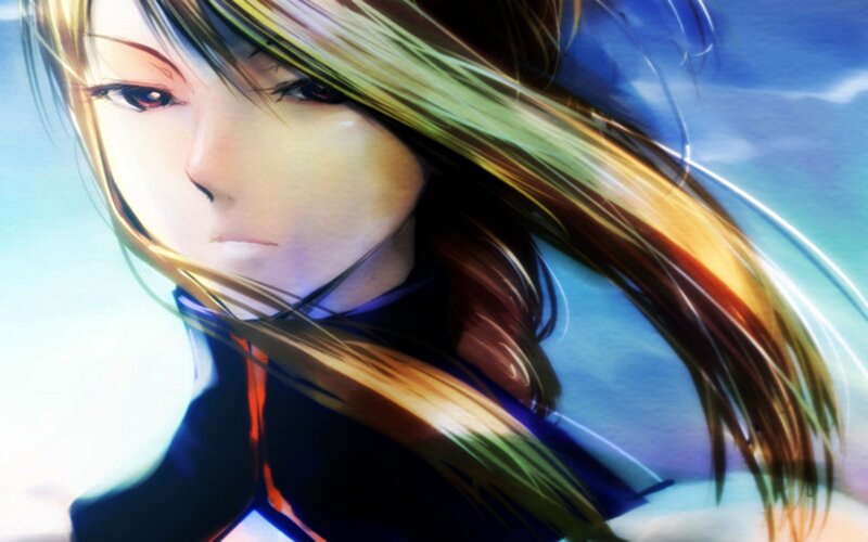 anime character with flowing hair