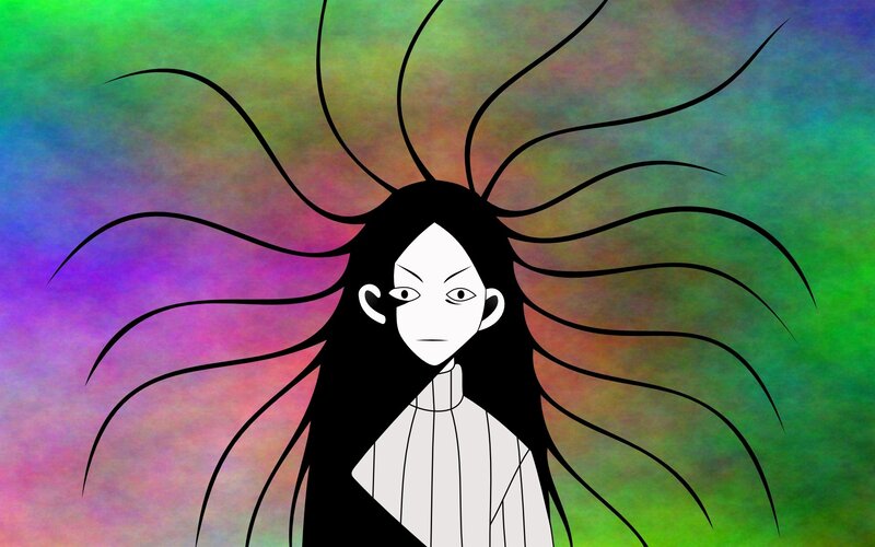 anime character with flowing hair