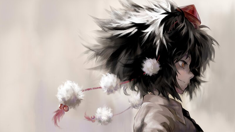 Anime Character with Fluffy Hair — Black