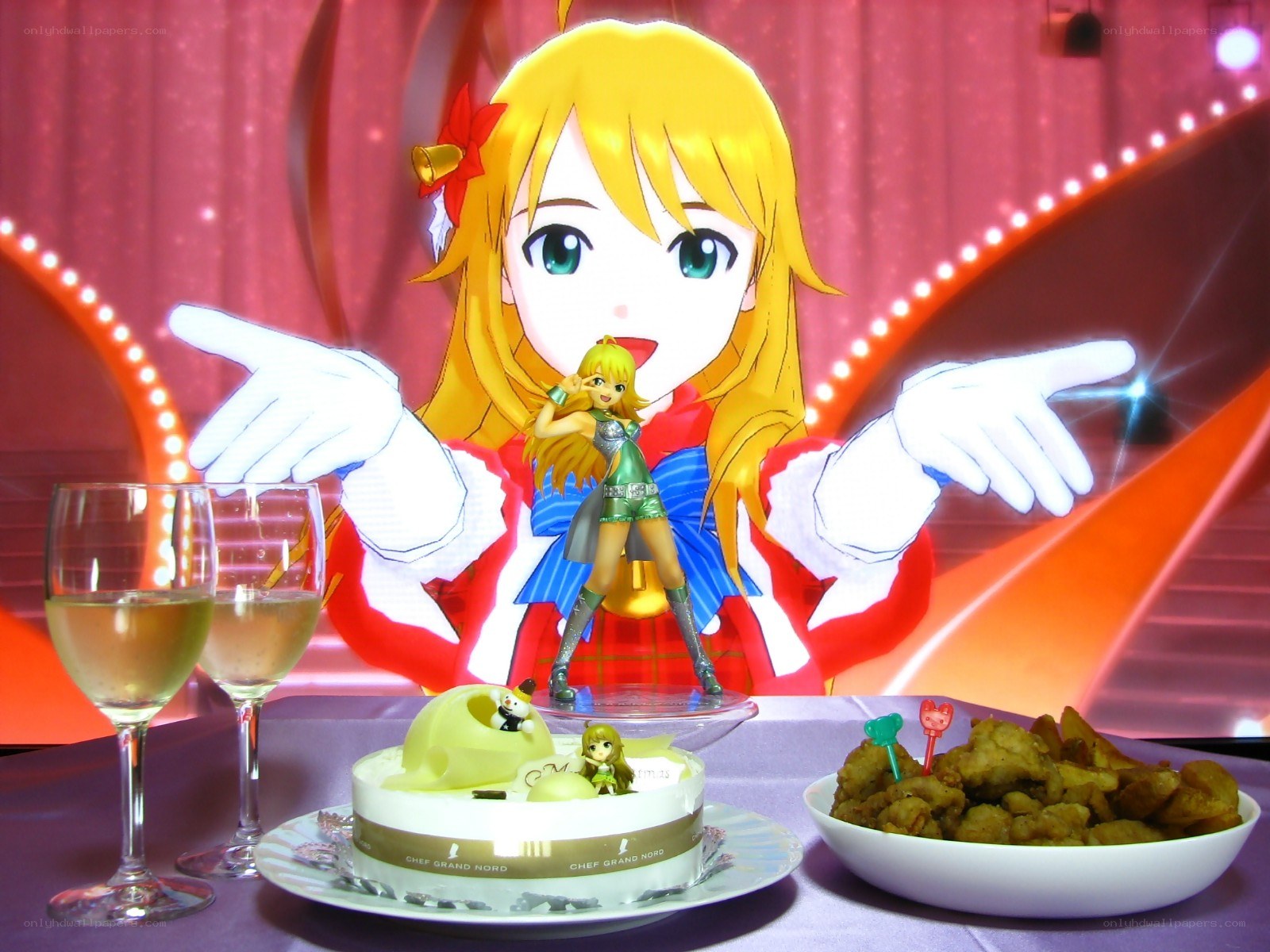 Anime character with food display