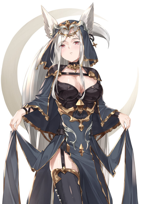 Anime Character with Fox Ears — Black, Calm