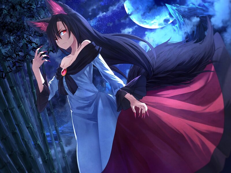 Anime Character with Fox Ears — Blue, Dramatic