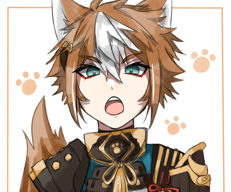 Anime Character with Fox Ears — Brown, Playful