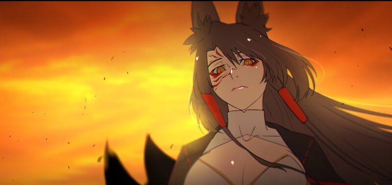 Anime Character with Fox Ears — Orange, Dramatic