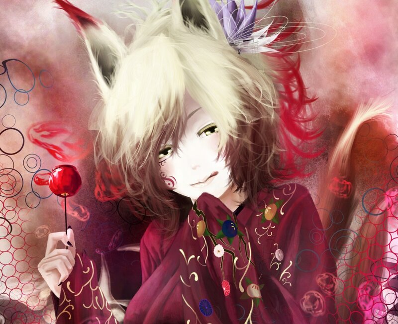 Anime Character with Fox Ears — Red