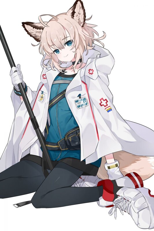 Anime Character with Fox Ears — White, Calm