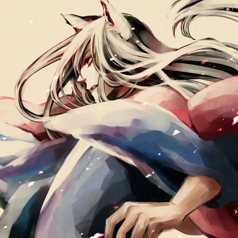 Anime Character with Fox Ears — White, Dramatic, Spring