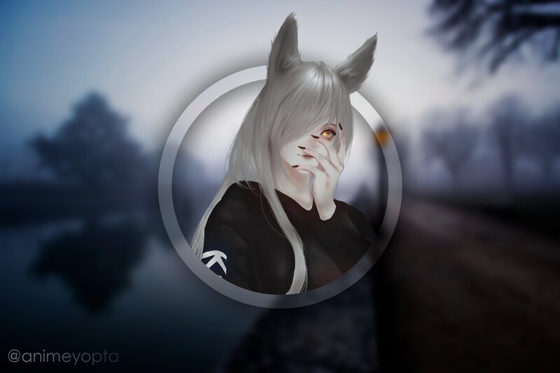 Anime Character with Fox Ears — White, Mysterious