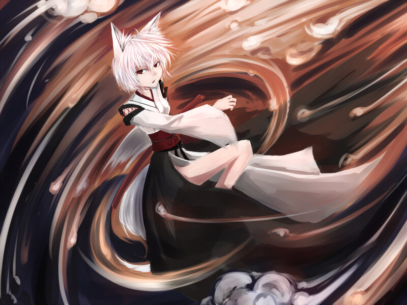 Anime Character with Fox Ears — White