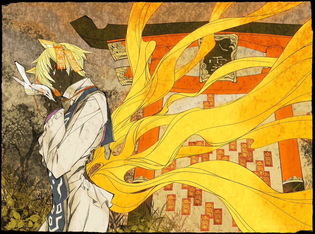 Anime character with fox mask