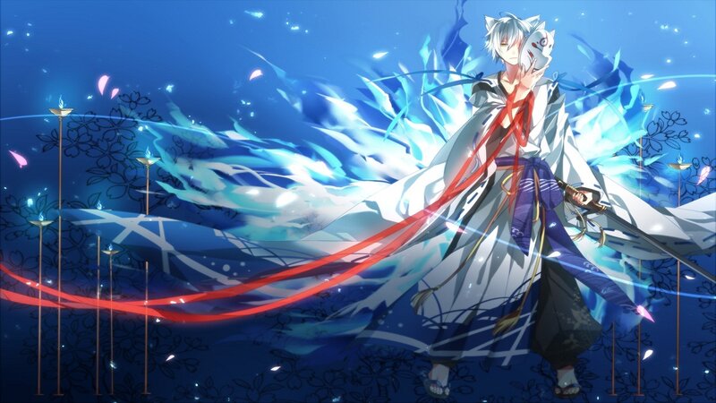 Anime Character with Fox Mask — Blue