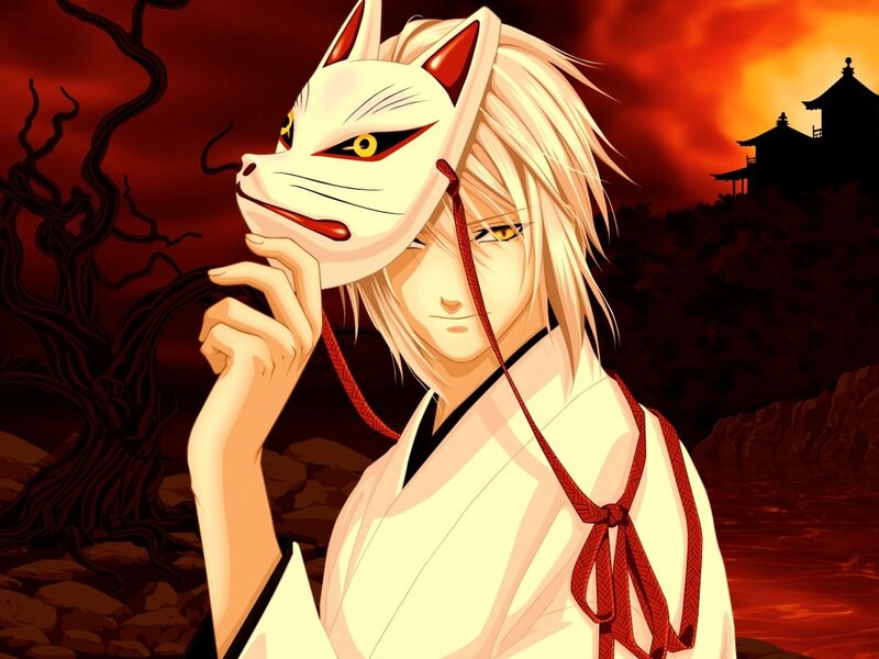 Anime Character with Fox Mask — Red
