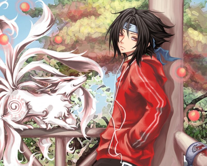 Anime Character with Fox — Red, Calm