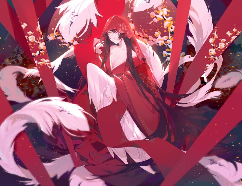 Anime Character with Fox Tails — Red