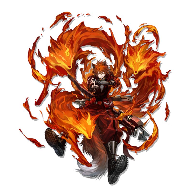 Anime Character with Foxes — Orange