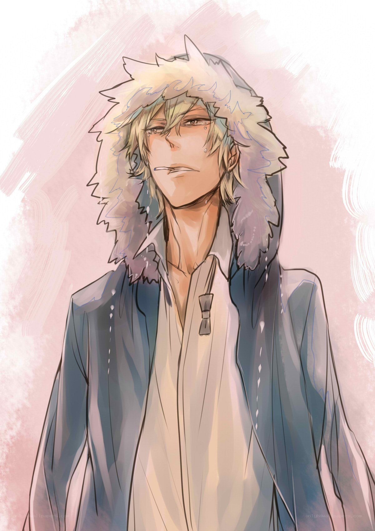 anime character with fur hood