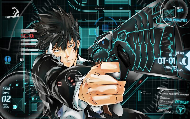 anime character with futuristic gun