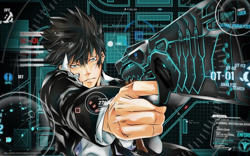 anime character with futuristic gun