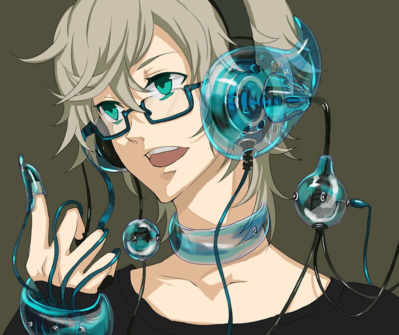 anime character with futuristic headphones