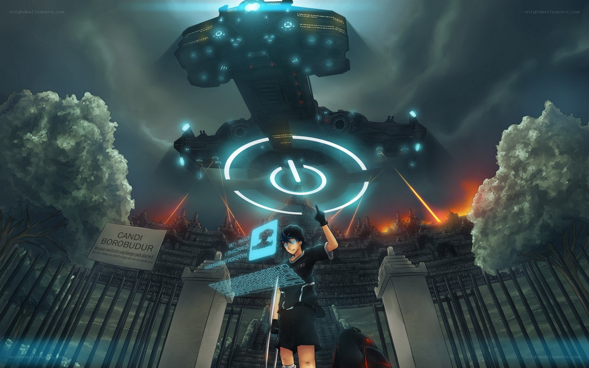 Anime character with futuristic interface