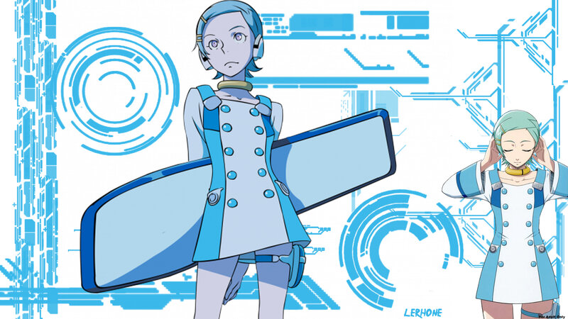 Anime character with futuristic shield