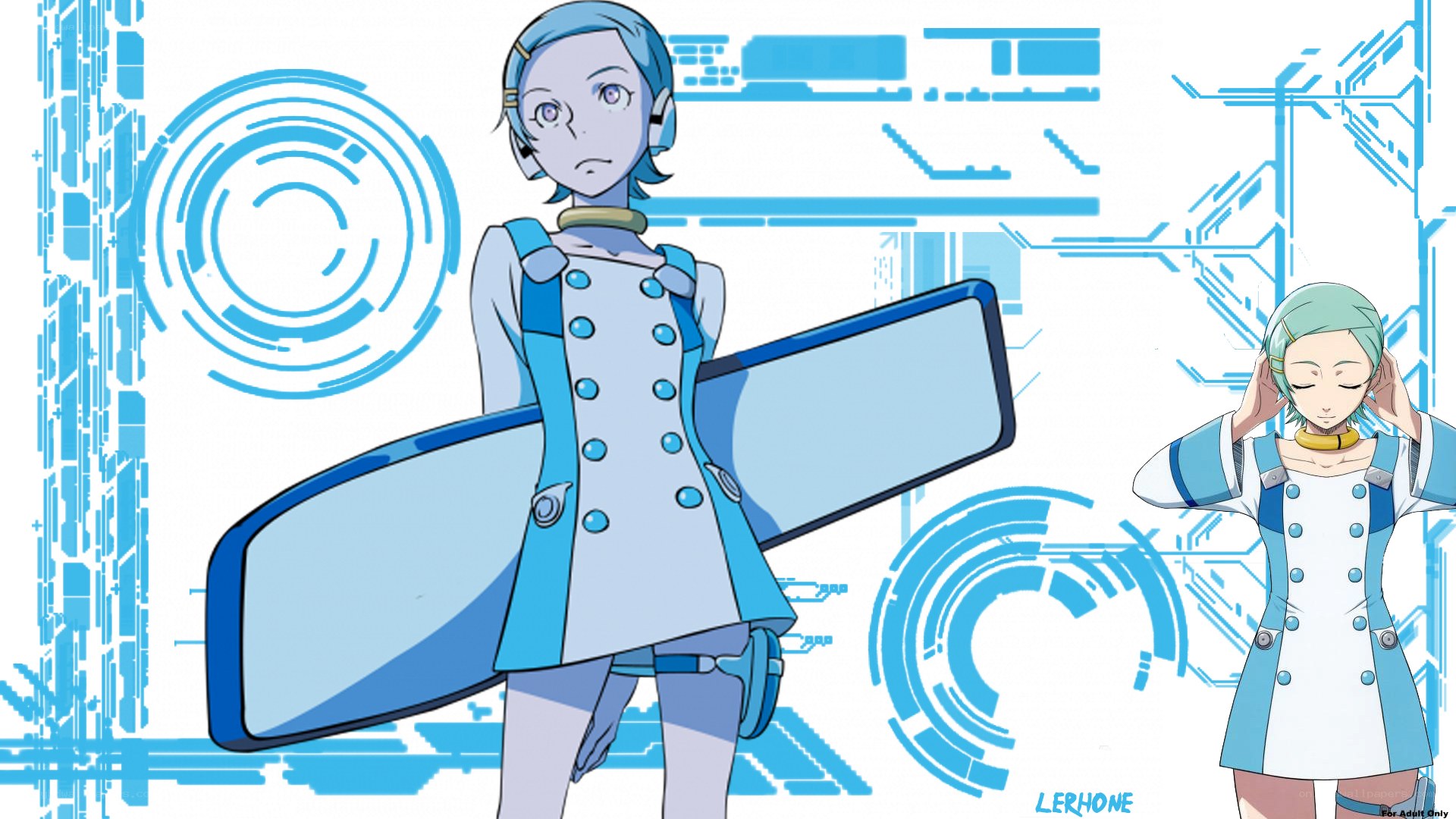 Anime character with futuristic shield