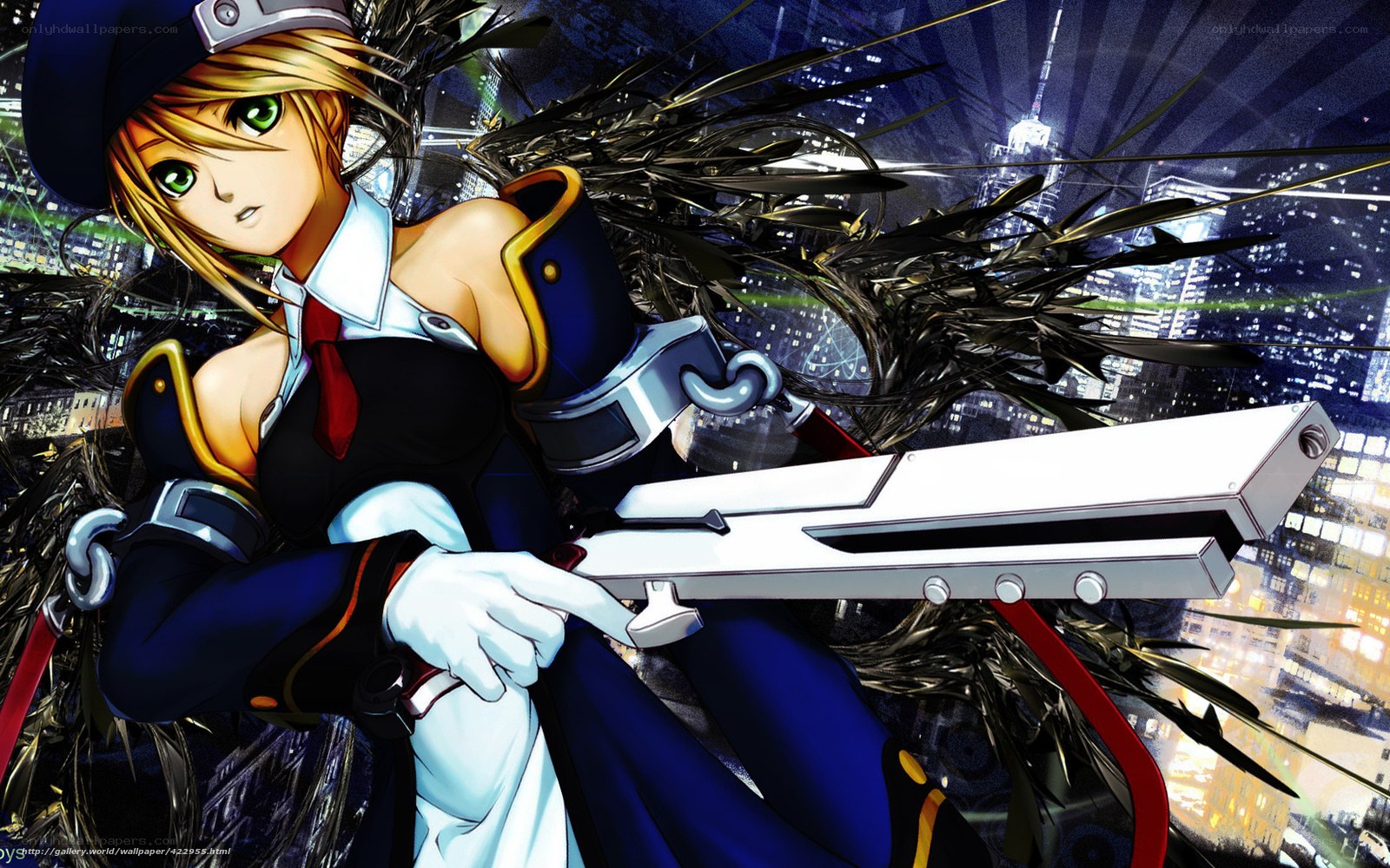 anime character with futuristic weapon