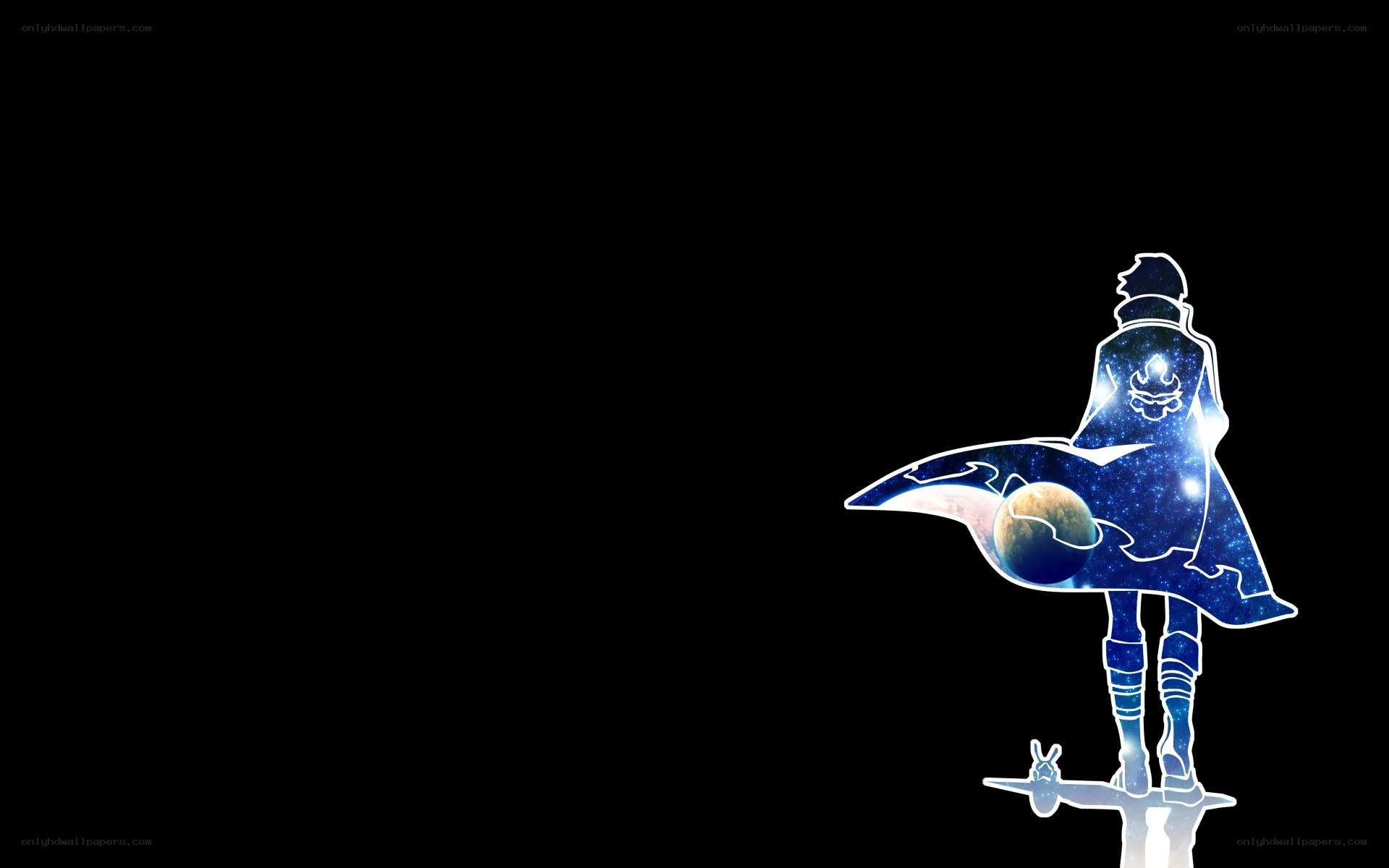 anime character with galaxy cape