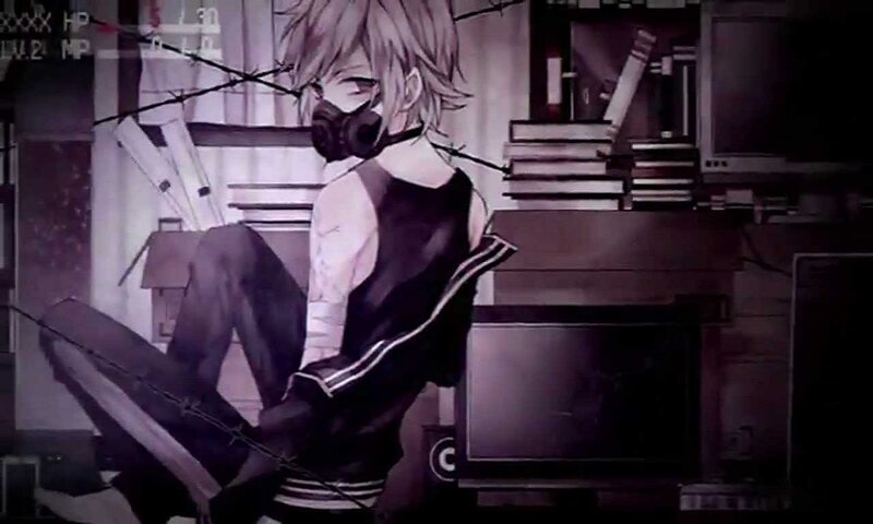 Anime Character with Gas Mask — Black, Dark