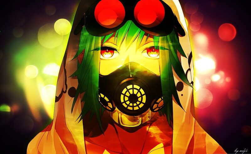Anime Character with Gas Mask — Green