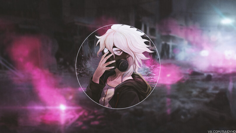 Anime Character with Gas Mask — Pink, Dramatic