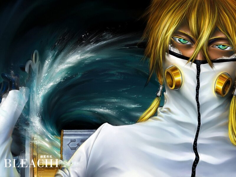 Anime Character with Gas Mask — White, Dramatic, Digital Art