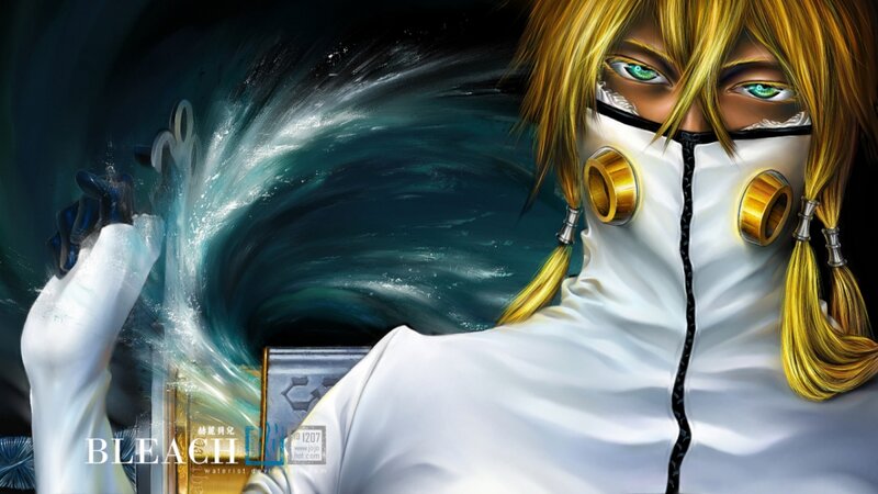 Anime Character with Gas Mask — White, Dramatic
