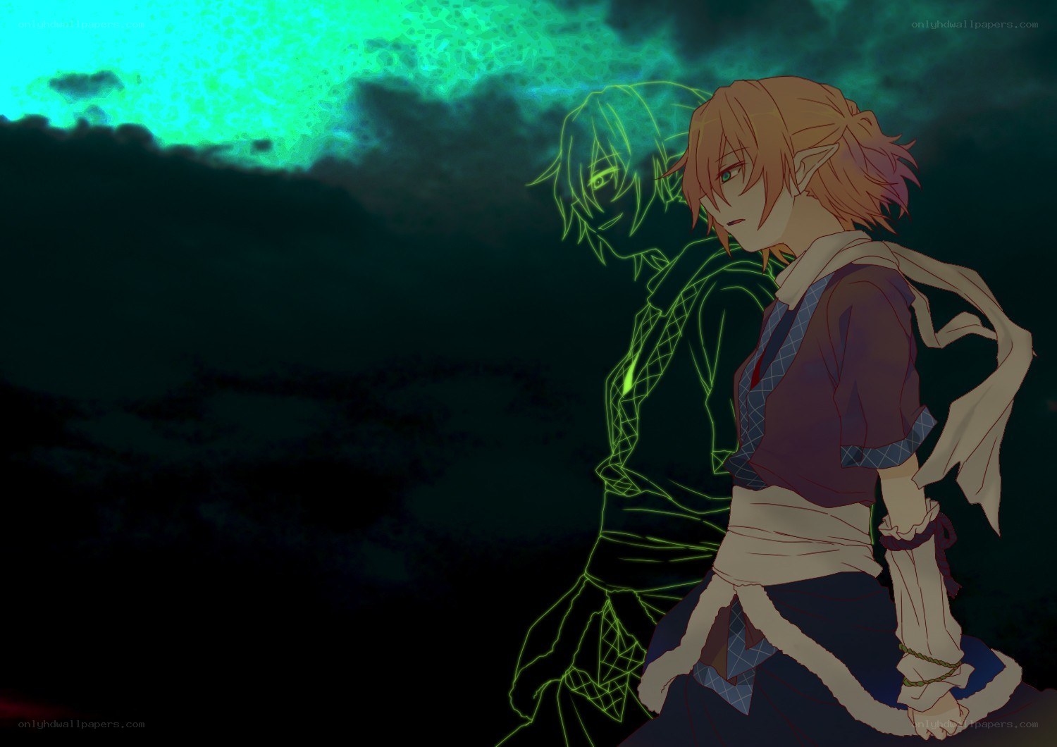 anime character with ghostly figure