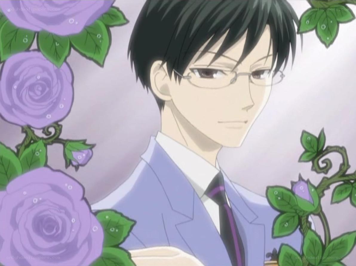 anime character with glasses and roses