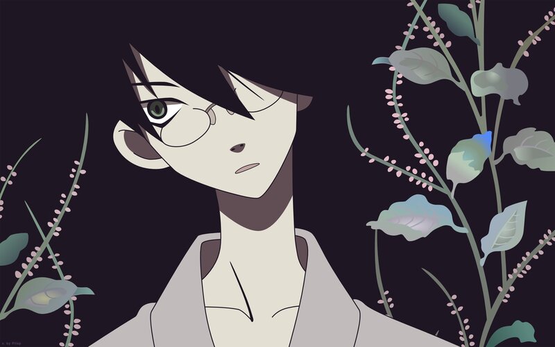 Anime Character with Glasses — Black, Calm, Night