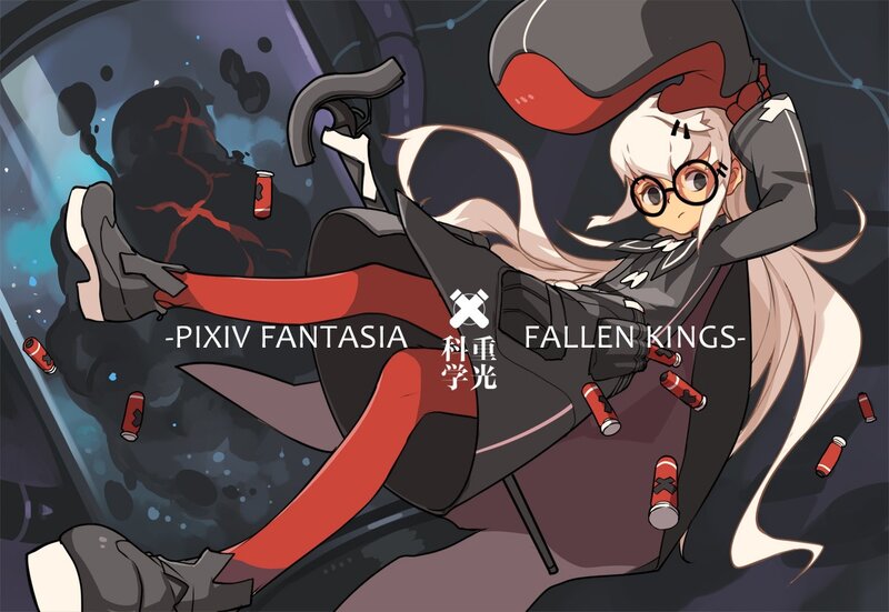 Anime Character with Glasses — Black, Dramatic, Digital Art, Red Boots
