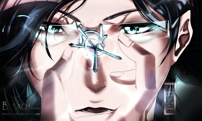 Anime Character with Glasses — Black, Dramatic, Manga, Cross Symbol
