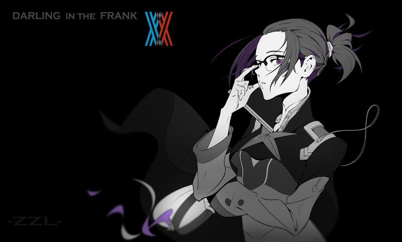 Anime Character with Glasses — Black, Dramatic, Night