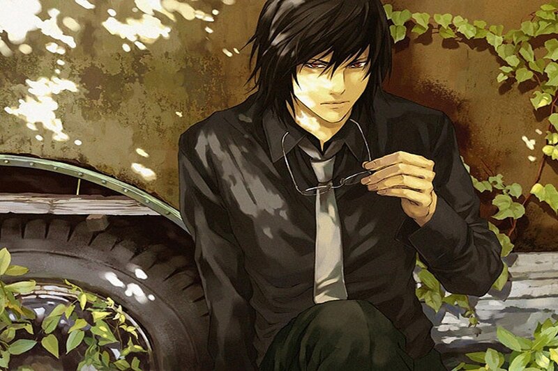 Anime Character with Glasses — Black, Serious, Afternoon